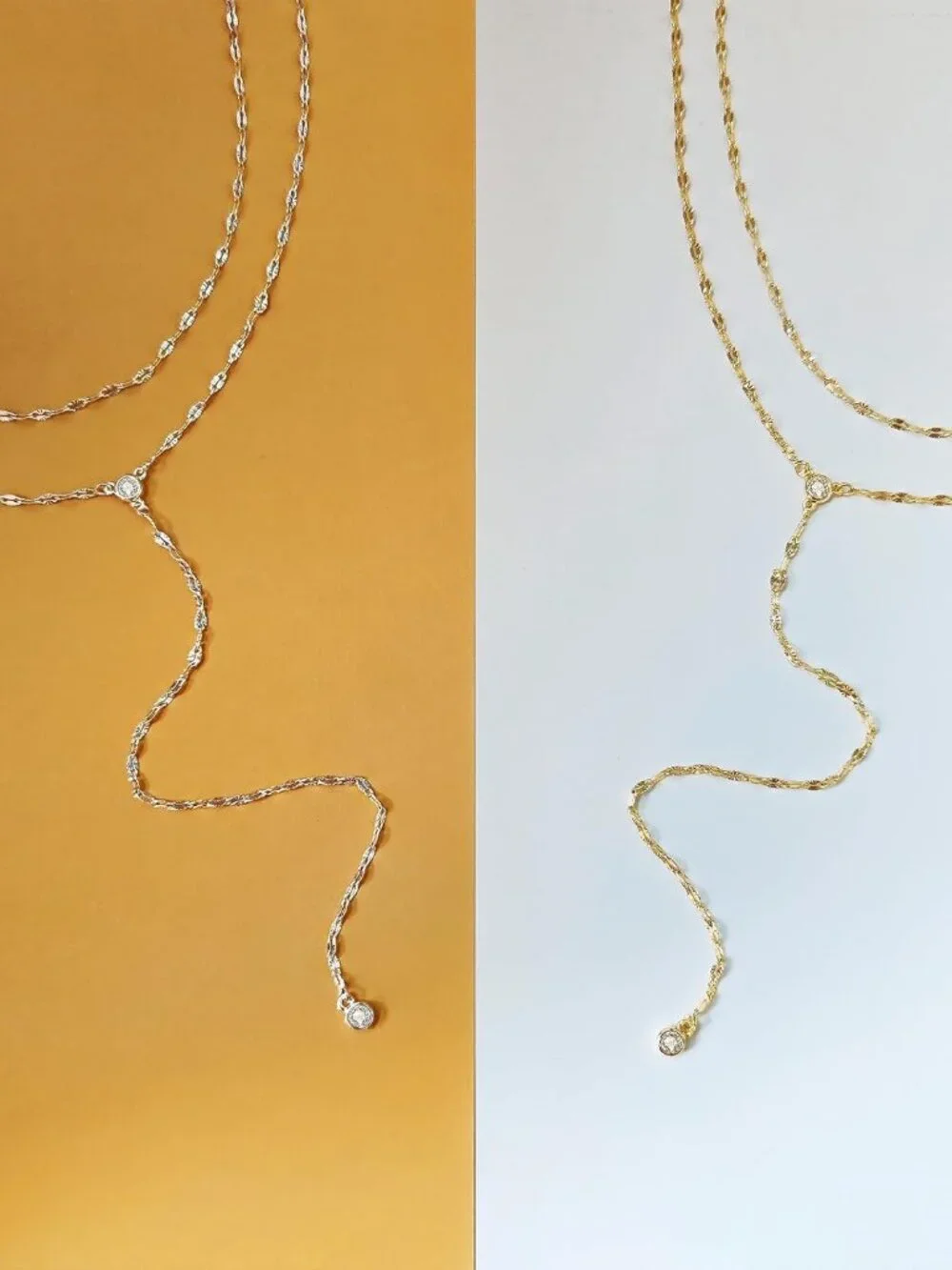 Lariat Silver/Gold Necklace for Women 925 Silver/14K Gold Plated Dainty Long Nec - Picture 7 of 7